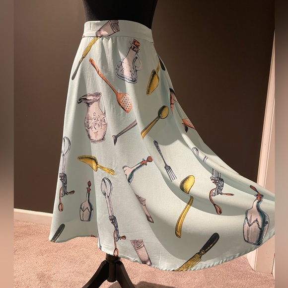 Antique Kitchen Print Swing Skirt - Picture 3 of 5